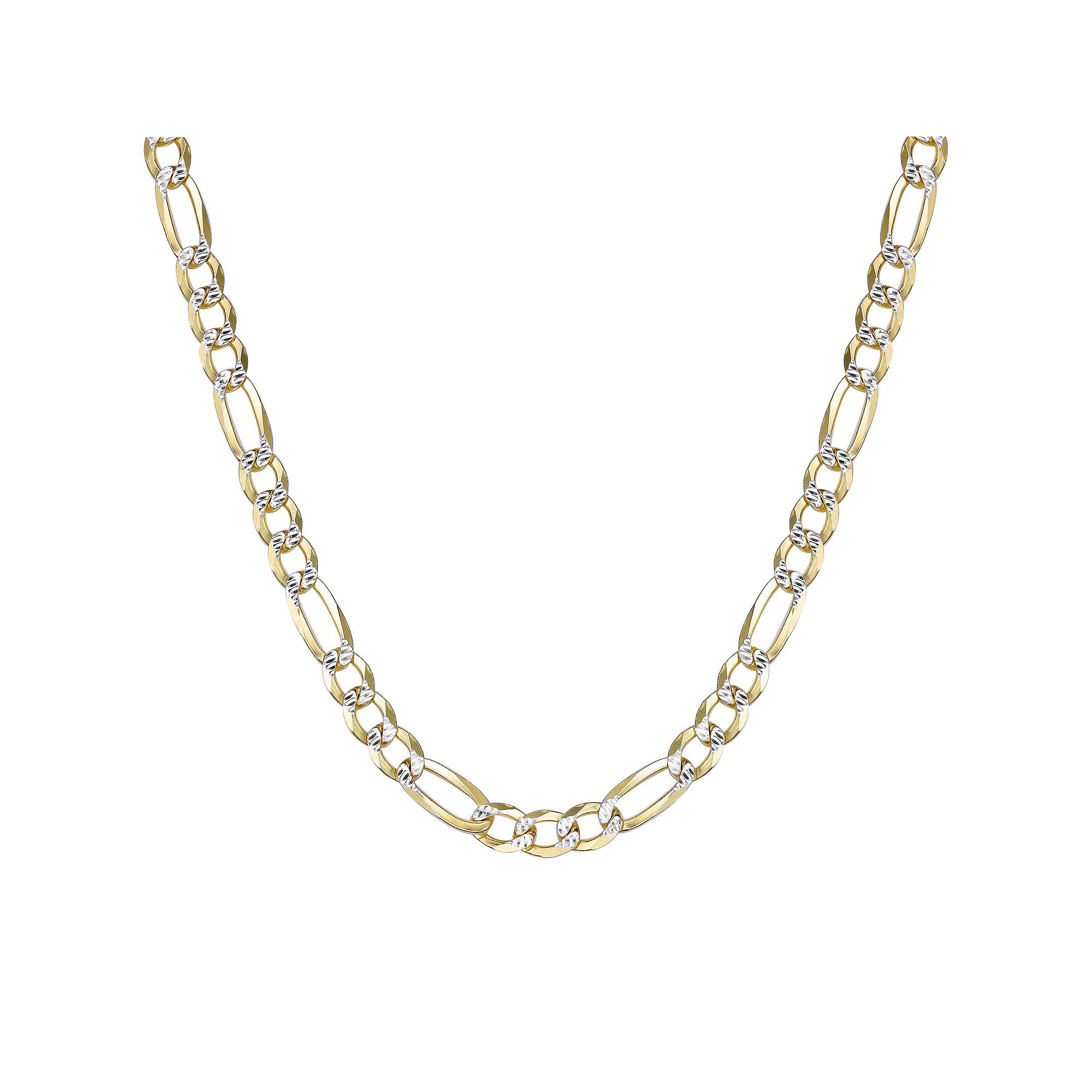 Mens LYNX 14k Gold Over Silver 7.6mm Flat Figaro Chain Necklace, Size: 20