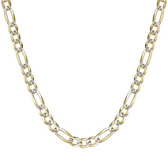 Men's LYNX 14k Gold Over Silver 7.6mm Flat Figaro Chain Necklace