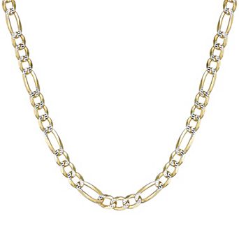 Men's LYNX 14k Gold Over Silver 7.6mm Flat Figaro Chain Necklace