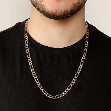 Men's LYNX 14k Gold Over Silver 7.6mm Flat Figaro Chain Necklace