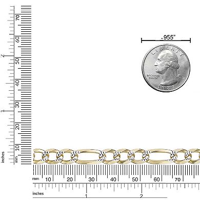 Men's LYNX 14k Gold Over Silver 7.6mm Flat Figaro Chain Necklace