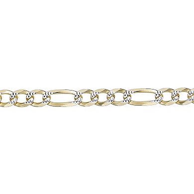 Men's LYNX 14k Gold Over Silver 7.6mm Flat Figaro Chain Necklace