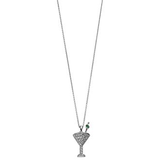 Rosabella Sterling Silver Cubic Zirconia Martini Pendant Necklace