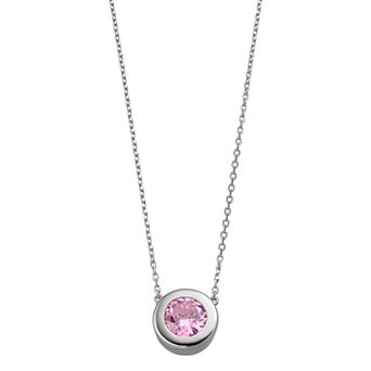 Rosabella Sterling Silver Pink Cubic Zirconia Necklace