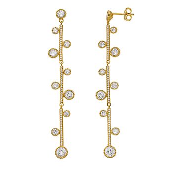 Rosabella 14k Gold Over Sterling Silver Cubic Zirconia Vine Linear Drop Earrings