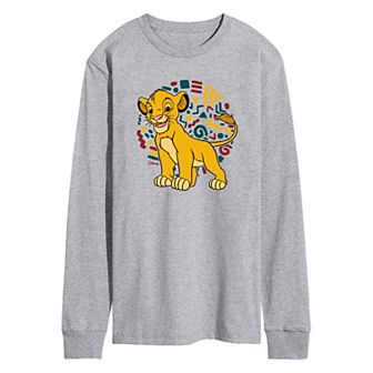 Disney's Lion King Simba Men's Pattern Long Sleeve Graphic Tee