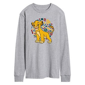 Disney's Lion King Simba Men's Pattern Long Sleeve Graphic Tee