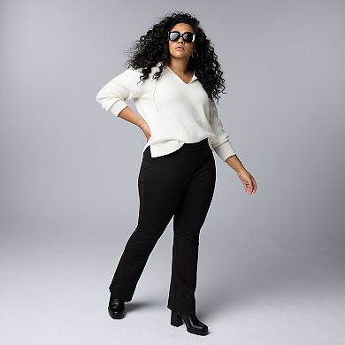 Plus Size Simply Vera Vera Wang Mid-Rise Pull On Ponte Pants