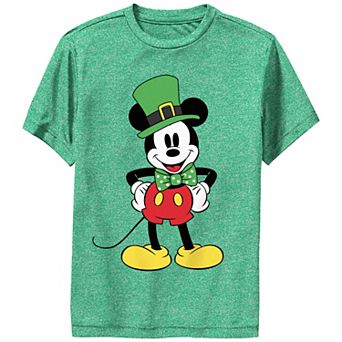 Disney's Mickey Mouse Wearing St. Patrick's Day Outfit Performance Boys 8-20 Graphic Tee