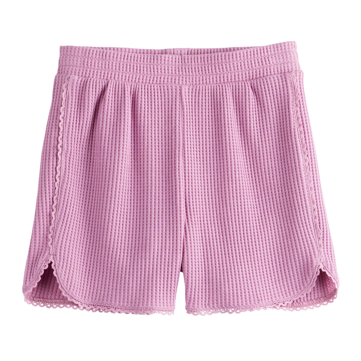 Girls 6-20 SO® Lace Trim Waffle Shorts in Regular & Plus Size - Maiti Mauve (S (7))