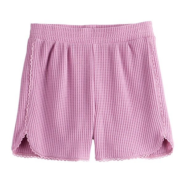 Girls 6-20 SO&reg; Lace Trim Waffle Shorts in Regular & Plus Size - Maiti Mauve (M (8))