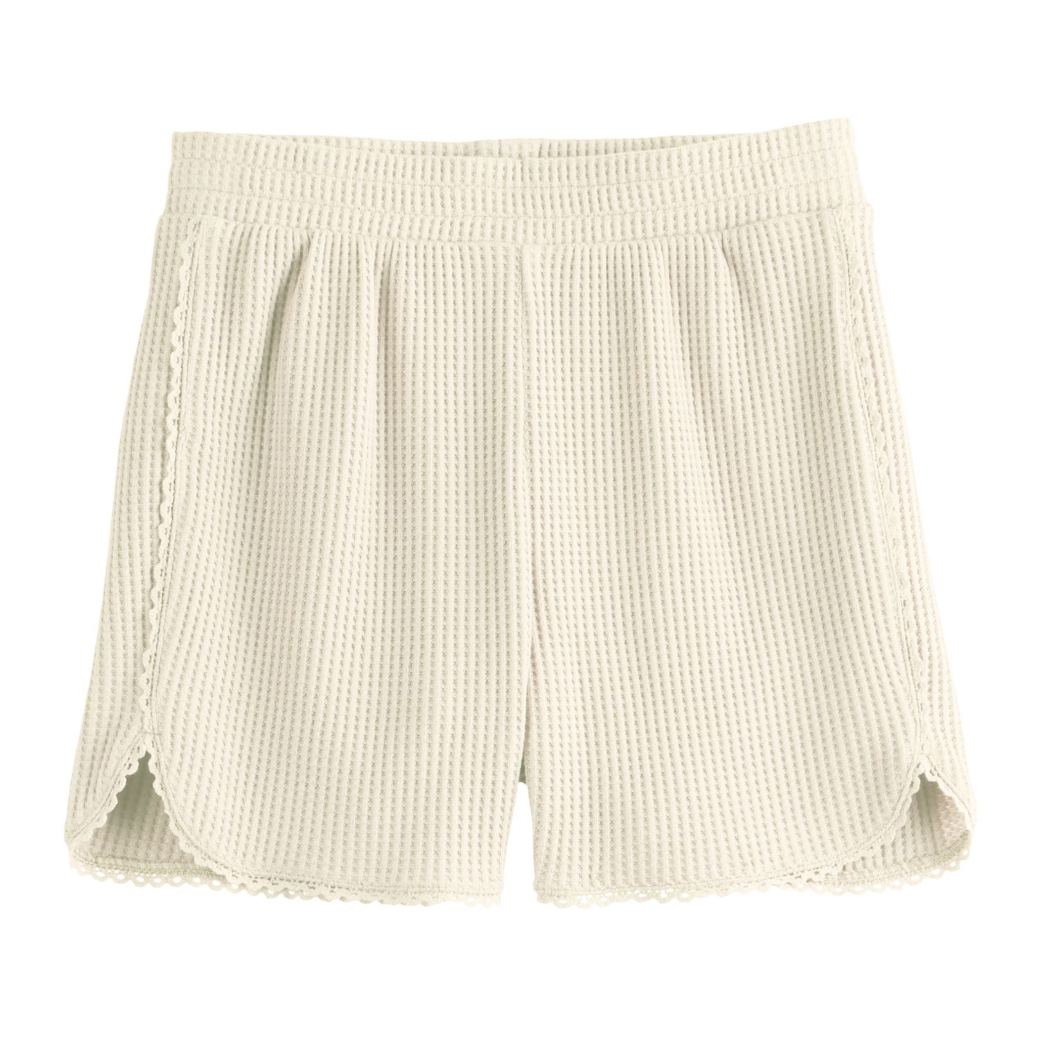 Girls 6-20 SO® Lace Trim Waffle Shorts in Regular & Plus Size - White Oak (XS (6/6X))