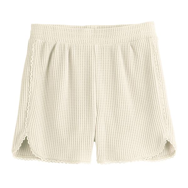 Girls 6-20 SO&reg; Lace Trim Waffle Shorts in Regular & Plus Size - White Oak (M (8))