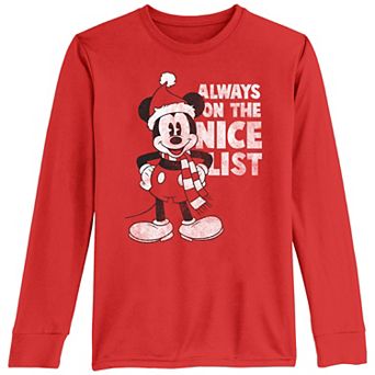 Disney's Mickey Mouse Always On The Nice List Boys 8-20 Graphic Tee