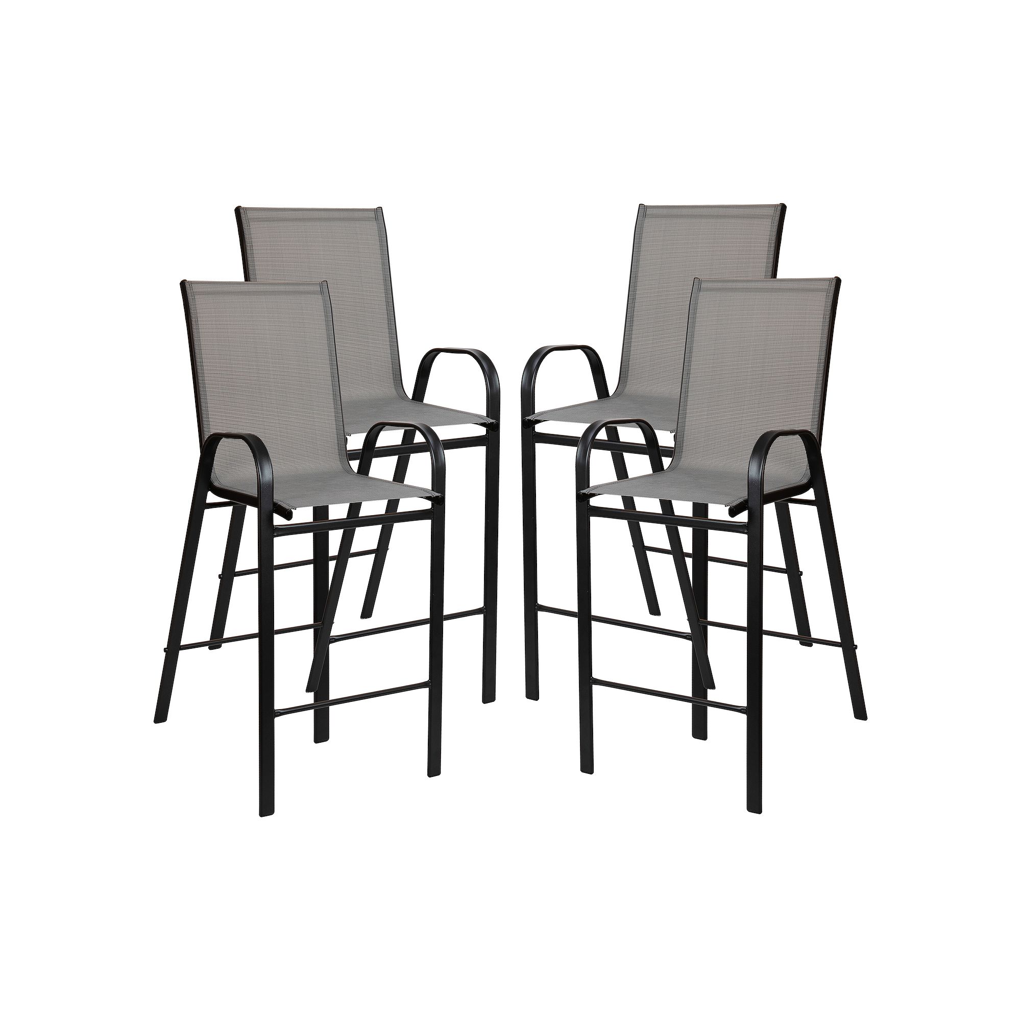 Flash Furniture Brazos Series Outdoor Barstool 4-Piece Set, Gray