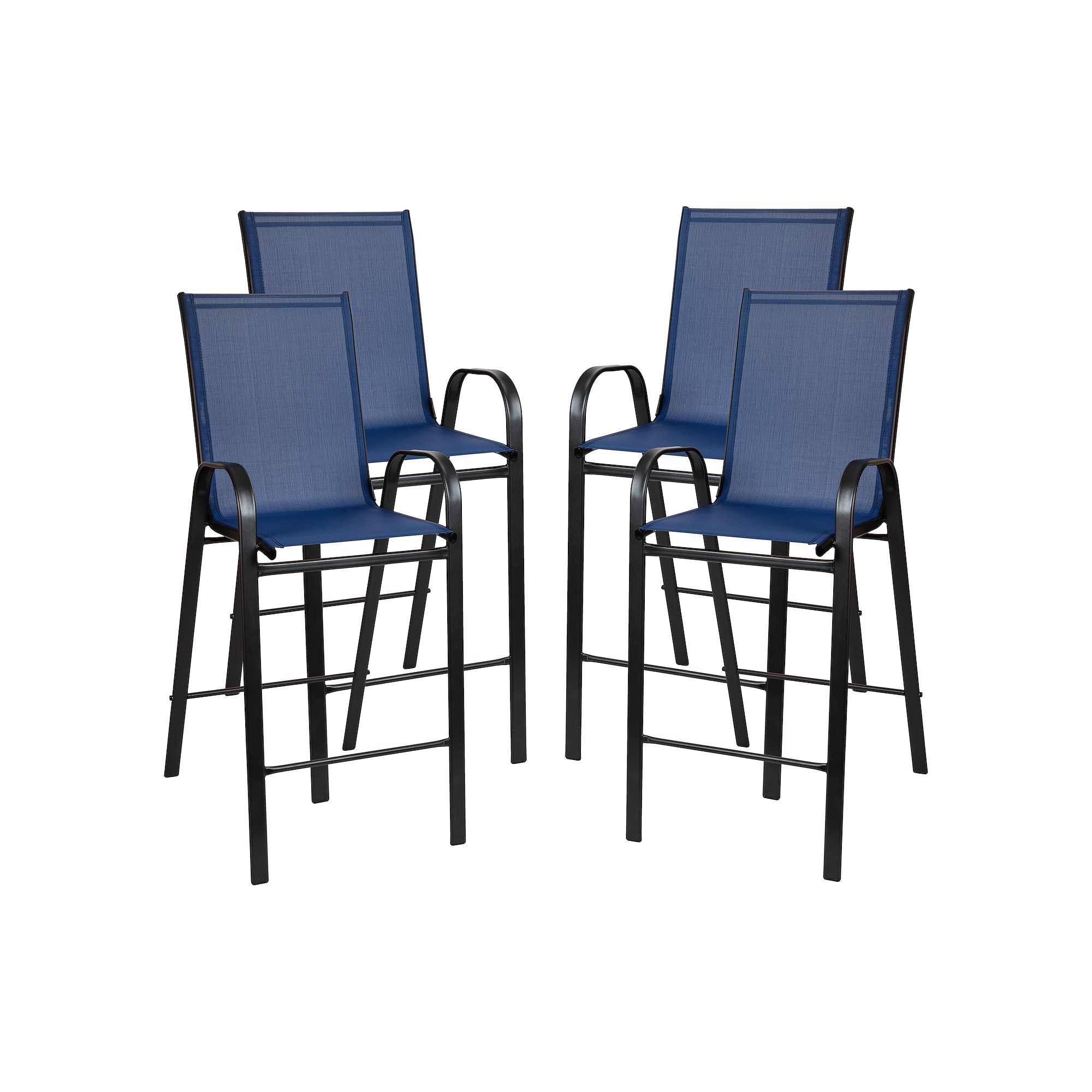 Flash Furniture Brazos Series Outdoor Barstool 4-Piece Set, Blue