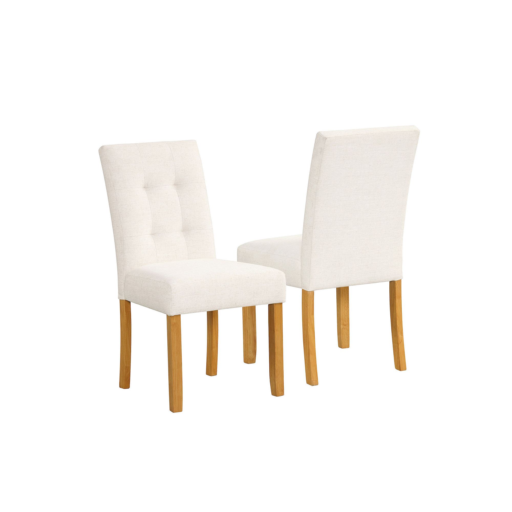 HomePop Tufted Back Dining Chair 2-Piece Set, Ivory Textured