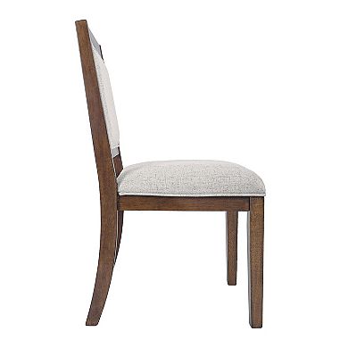 HomePop Open Back Upholstered Wood Frame Dining Chair 2-Piece Set