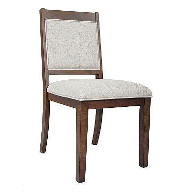 HomePop Open Back Upholstered Wood Frame Dining Chair 2-Piece Set