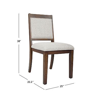 HomePop Open Back Upholstered Wood Frame Dining Chair 2-Piece Set