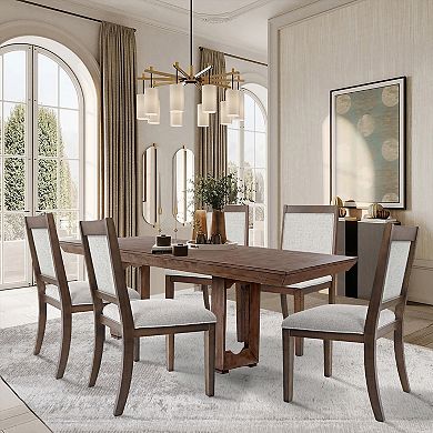 HomePop Open Back Upholstered Wood Frame Dining Chair 2-Piece Set