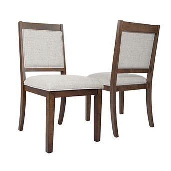 HomePop Open Back Upholstered Wood Frame Dining Chair 2 pc Set