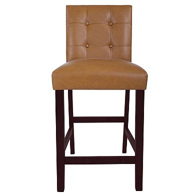 HomePop Upholstered Faux Leather Counter Stool 2-Piece Set