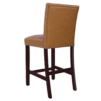 HomePop Upholstered Faux Leather Counter Stool 2-Piece Set