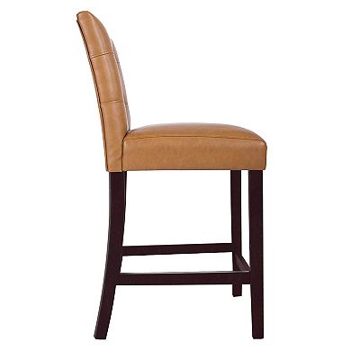 HomePop Upholstered Faux Leather Counter Stool 2-Piece Set