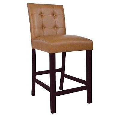 HomePop Upholstered Faux Leather Counter Stool 2-Piece Set