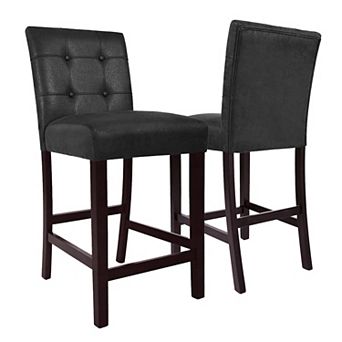 HomePop Upholstered Faux Leather Counter Stool 2 pc Set