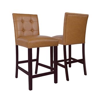 HomePop Upholstered Faux Leather Counter Stool 2 pc Set