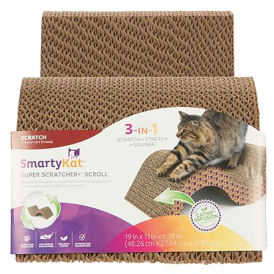 SmartyKat Super Scratcher+ Scroll Corrugate 3-in-1 Cat Scratcher