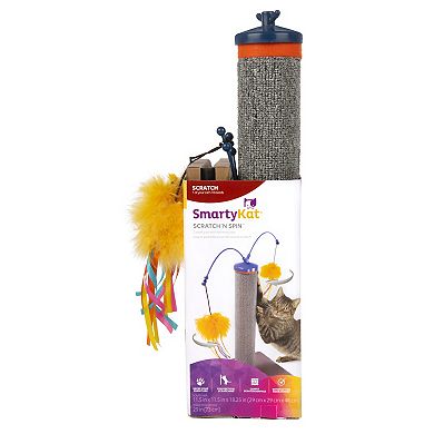 SmartyKat Scratch 'N Spin Carpet Cat Scratching Post with Spinning Wand Toys