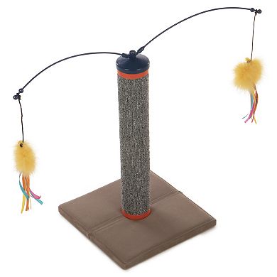 SmartyKat Scratch 'N Spin Carpet Cat Scratching Post with Spinning Wand Toys