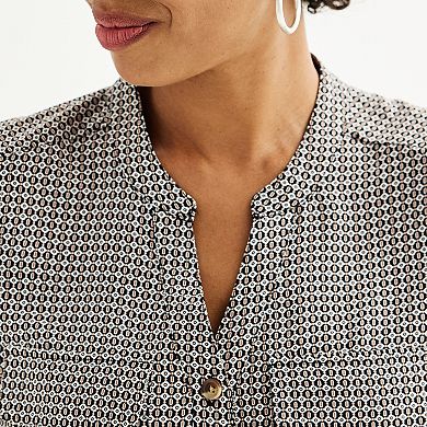 Women's Croft & Barrow® Y-Neck Blouse