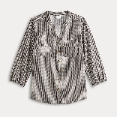 Women's Croft & Barrow® Y-Neck Blouse