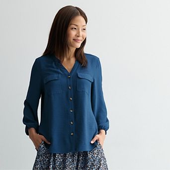 Women's Croft & Barrow® Y-Neck Blouse