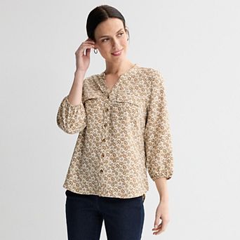 Women's Croft & Barrow® Y-Neck Blouse