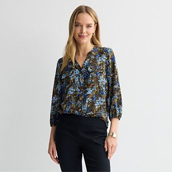 Women's Croft & Barrow® Y-Neck Blouse