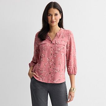 Women's Croft & Barrow® Y-Neck Blouse