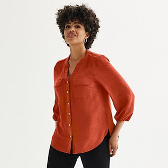 Women's Croft & Barrow® Y-Neck Blouse