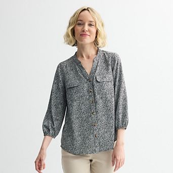 Women's Croft & Barrow® Y-Neck Blouse