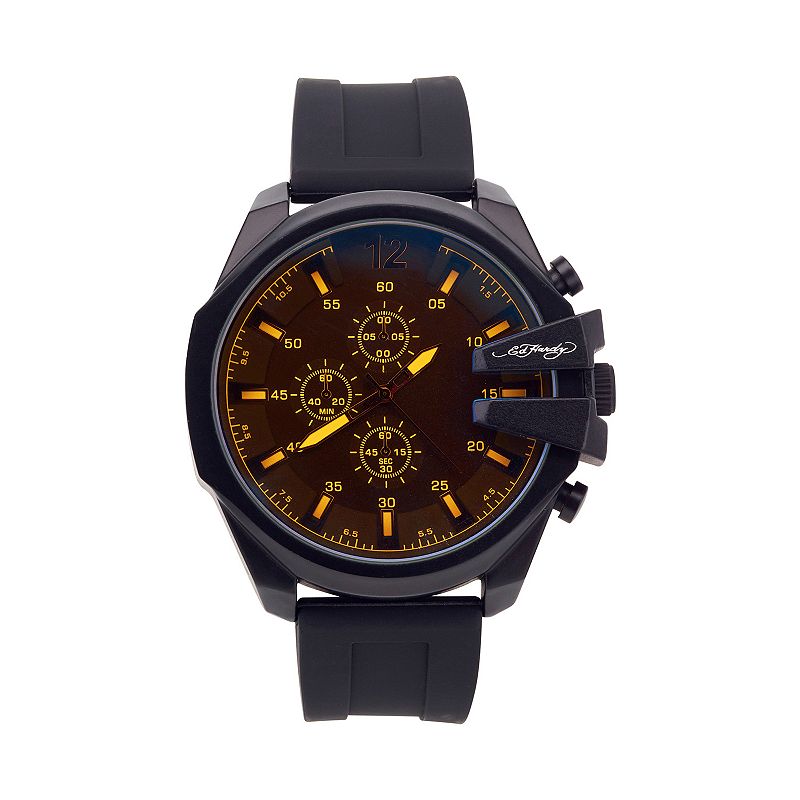 Ed Hardy Men's Matte Black Silicone Strap Watch, Size: Large