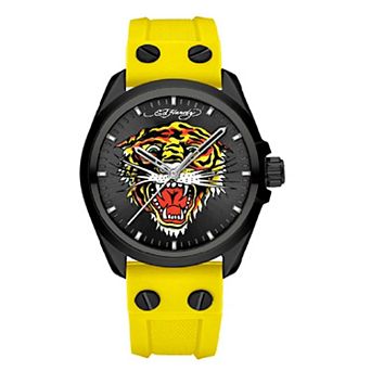 Ed Hardy Men's Matte Yellow Silicone Strap Watch