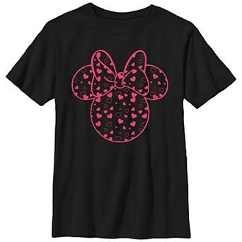 Disney's Minnie Mouse Hearts Filled Head Boys Husky Graphic Tee