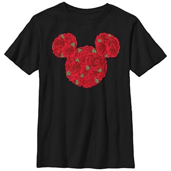 Disney's Mickey Mouse Roses Filled Head Boys Husky Graphic Tee