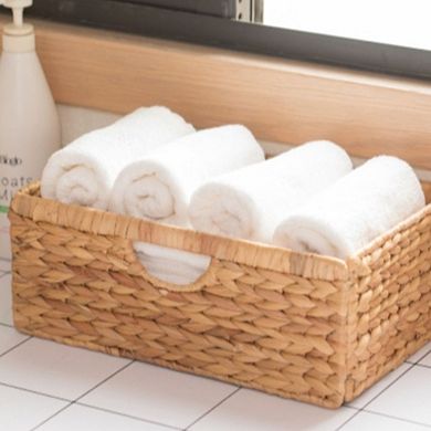 Wickerwise Large Hyacinth Basket - Rustic Handwoven Multipurpose Foldable Storage Organizer