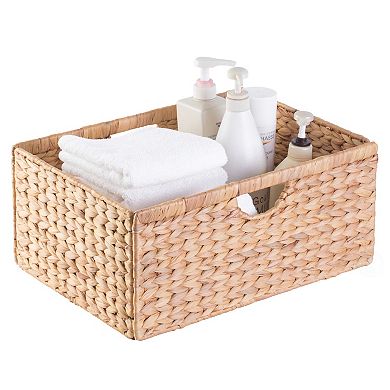 Wickerwise Large Hyacinth Basket - Rustic Handwoven Multipurpose Foldable Storage Organizer