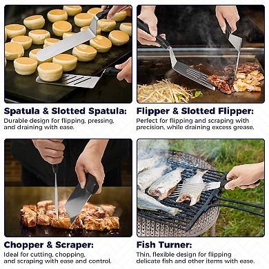 Commercial Chef 36-Piece Griddle Accessories for Blackstone - BBQ Grill Accessories - Flat Top Grill